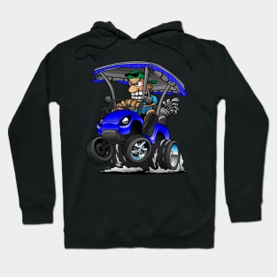 Funny Golf Cart Hotrod Golf Car Popping a Wheelie Cartoon Hoodie